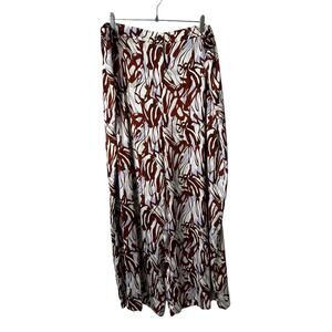 NWT Open Edit Nordstrom Women's Abstract Print Wide Leg Pants Brown Plus Size 3X